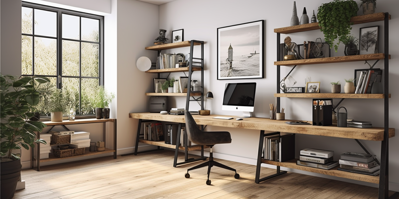 Rustic Oak Shelves for Home Office Style Installation and