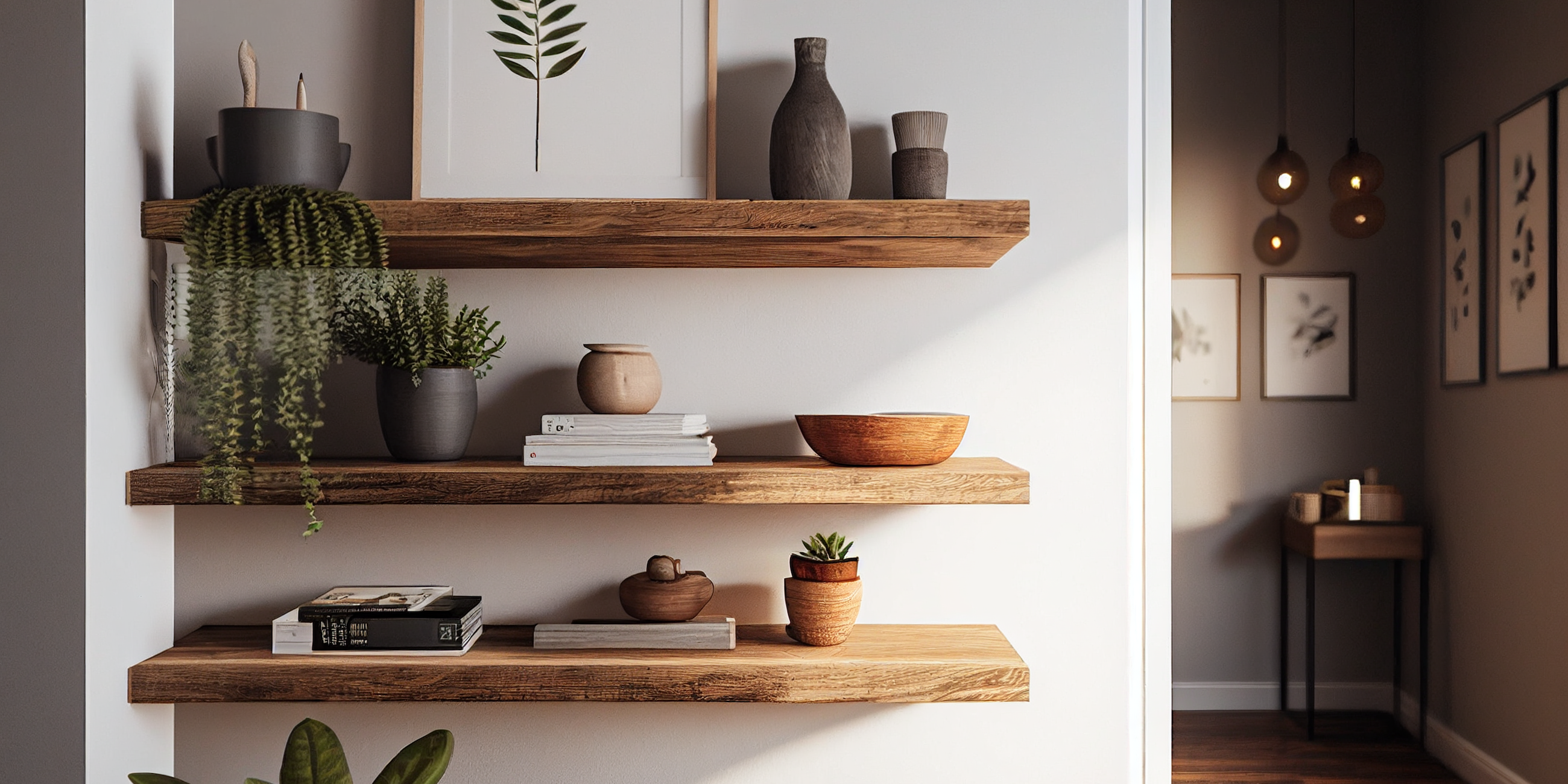 Rustic floating shelves