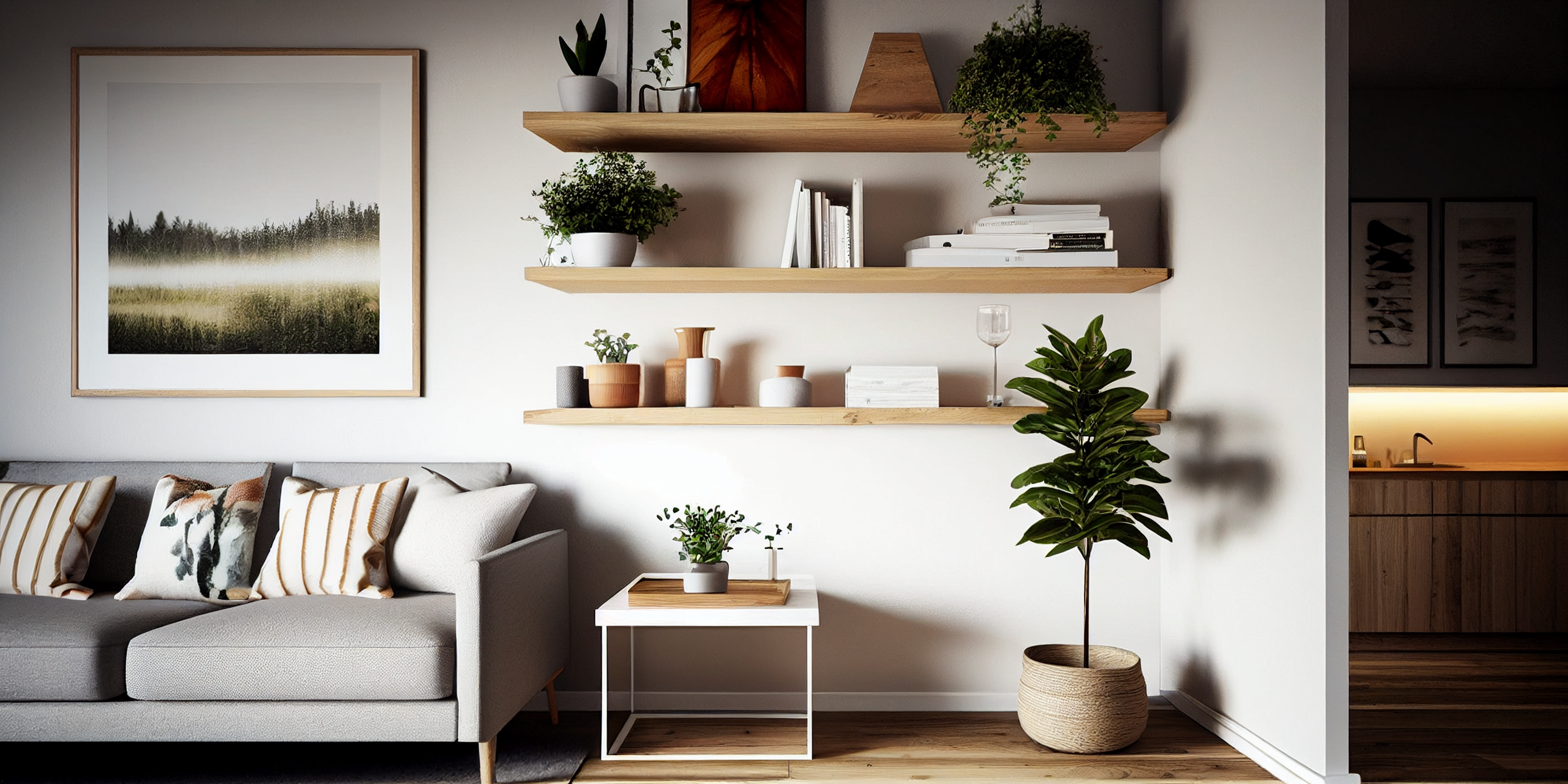 Thick wooden shelves