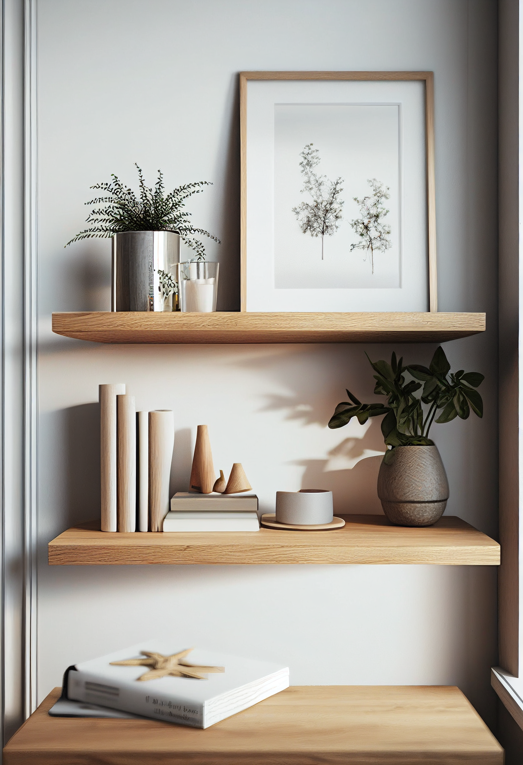 Light oak shelves