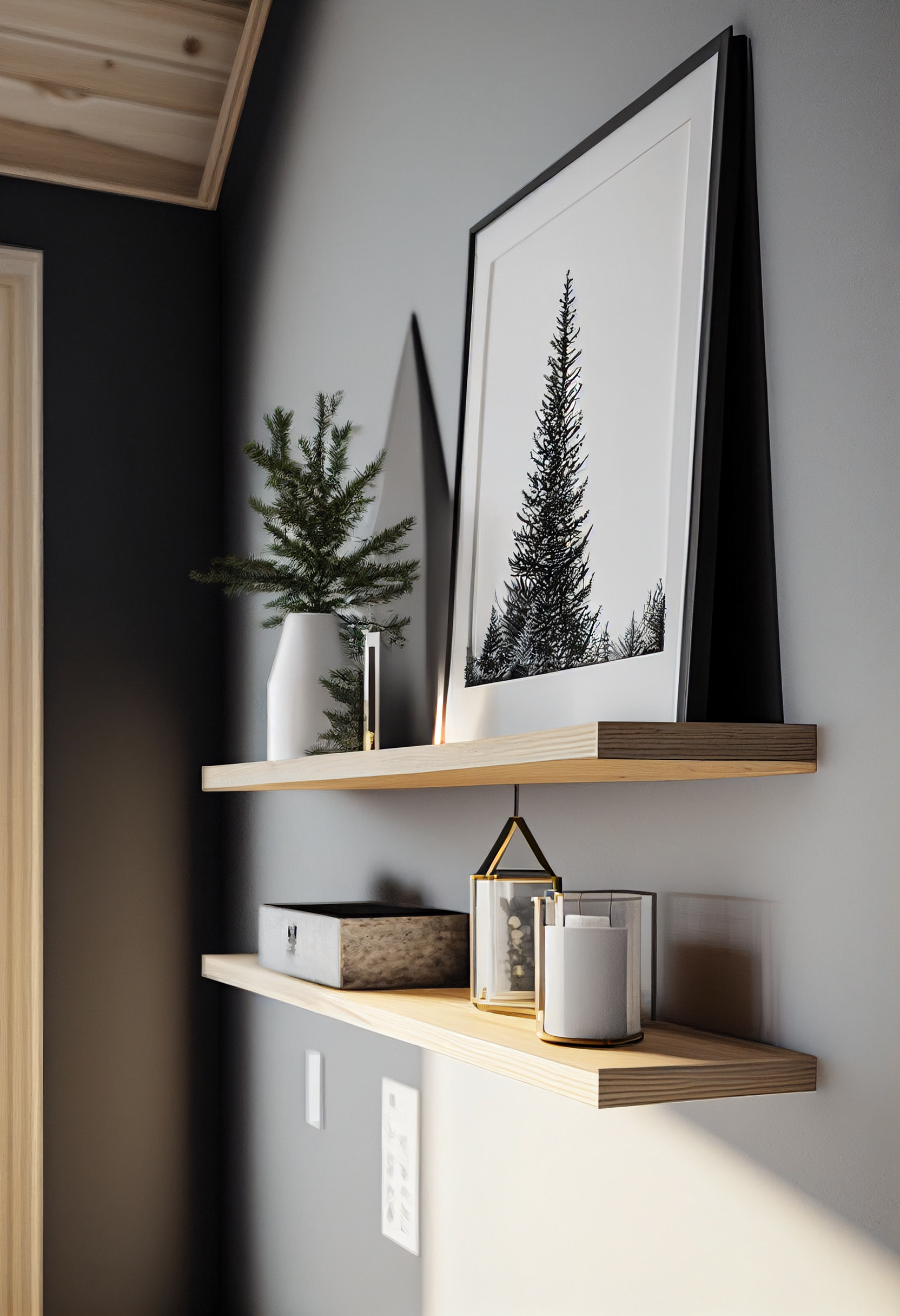 Pine wall shelves
