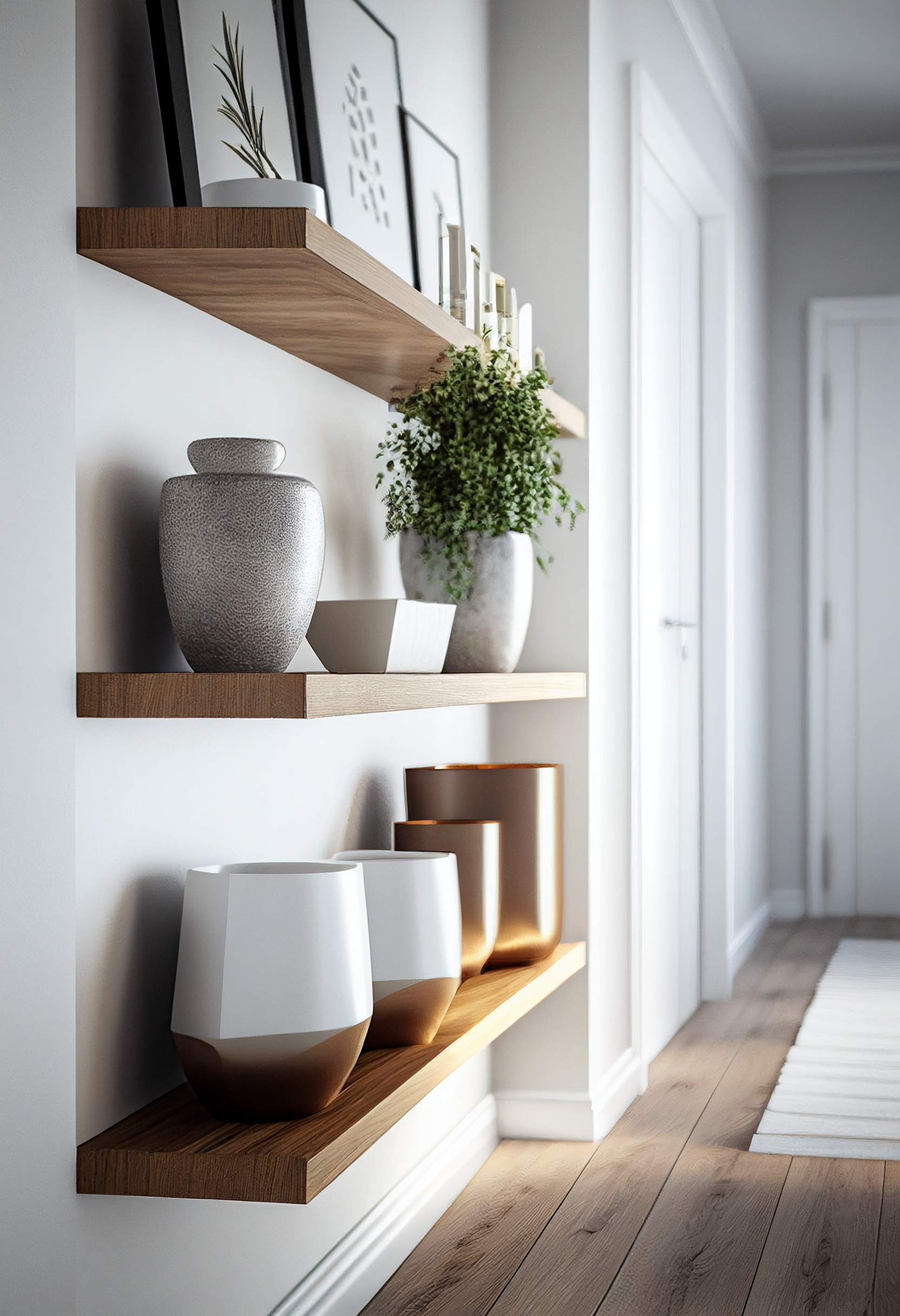 Thick walnut shelves