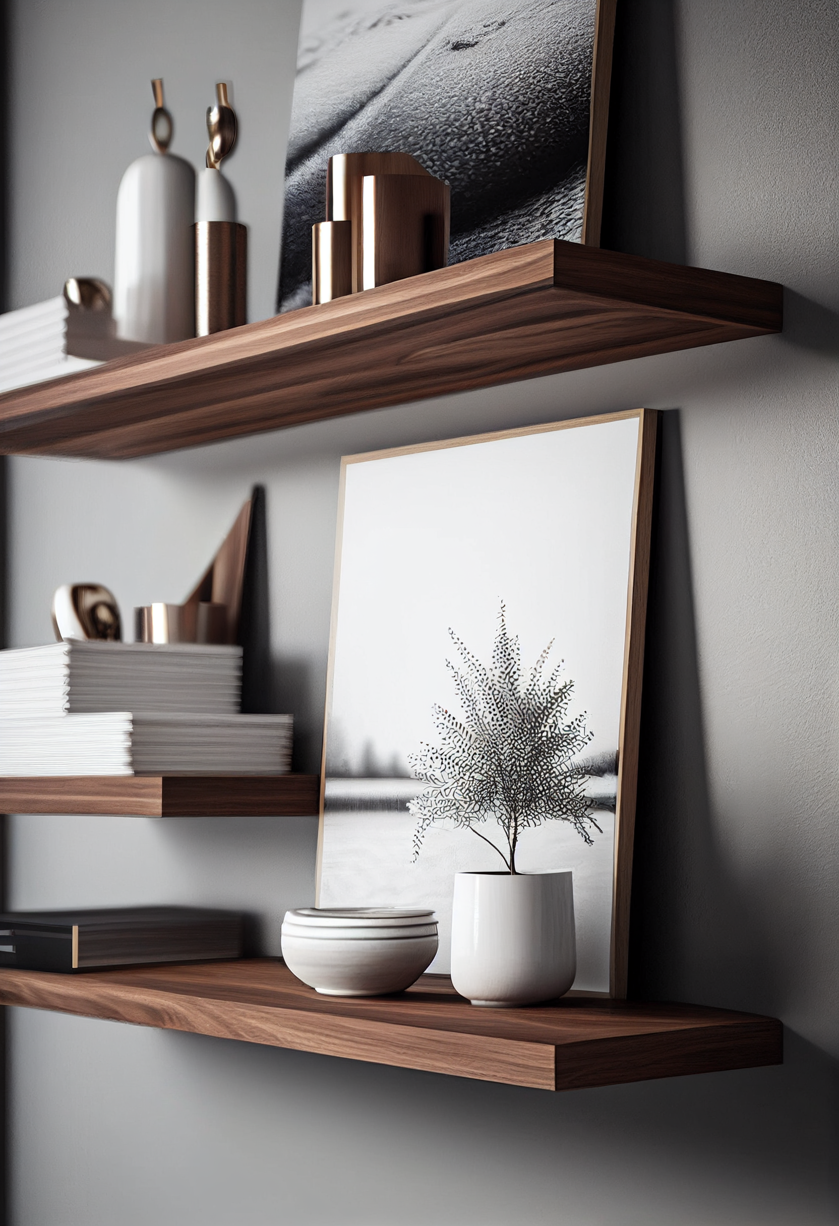 Walnut shelf display