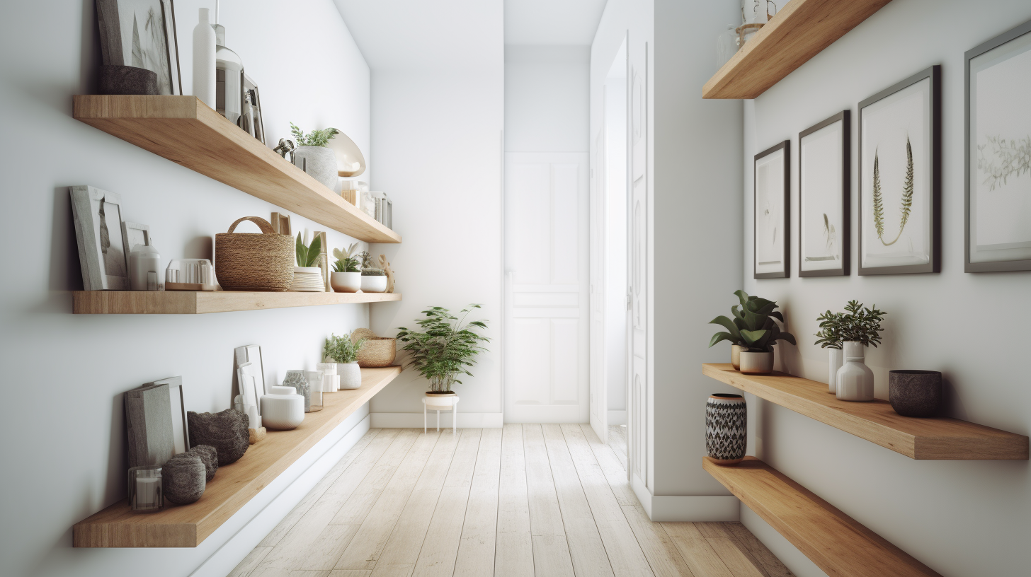 Chunky wood floating shelves