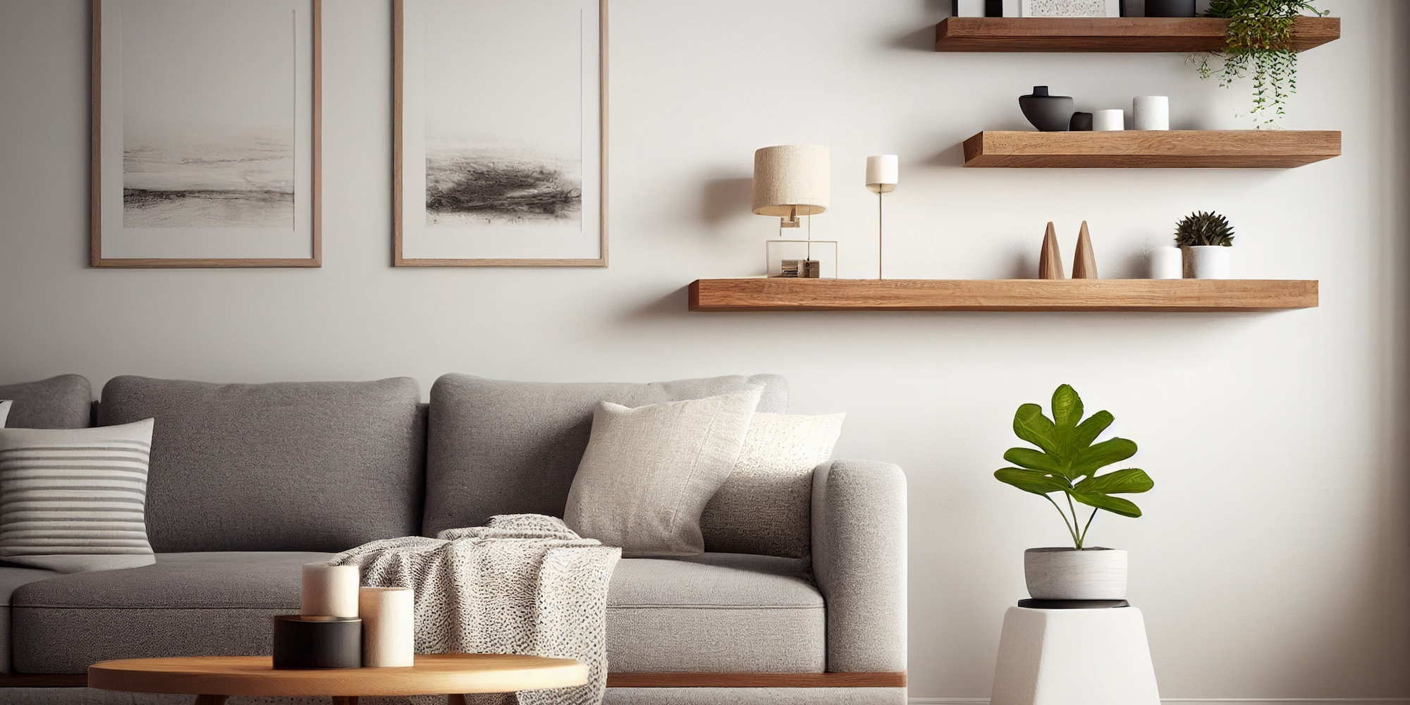 Oak floating shelves