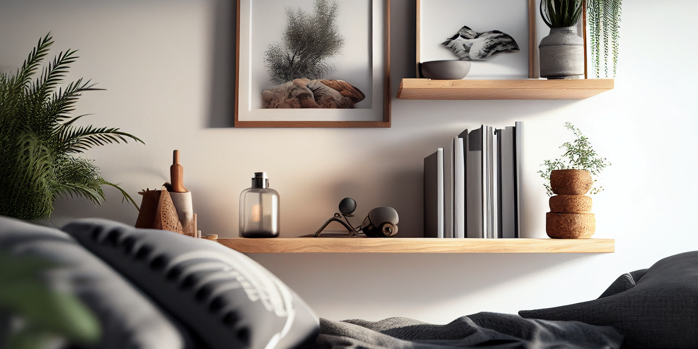 Modern floating shelves