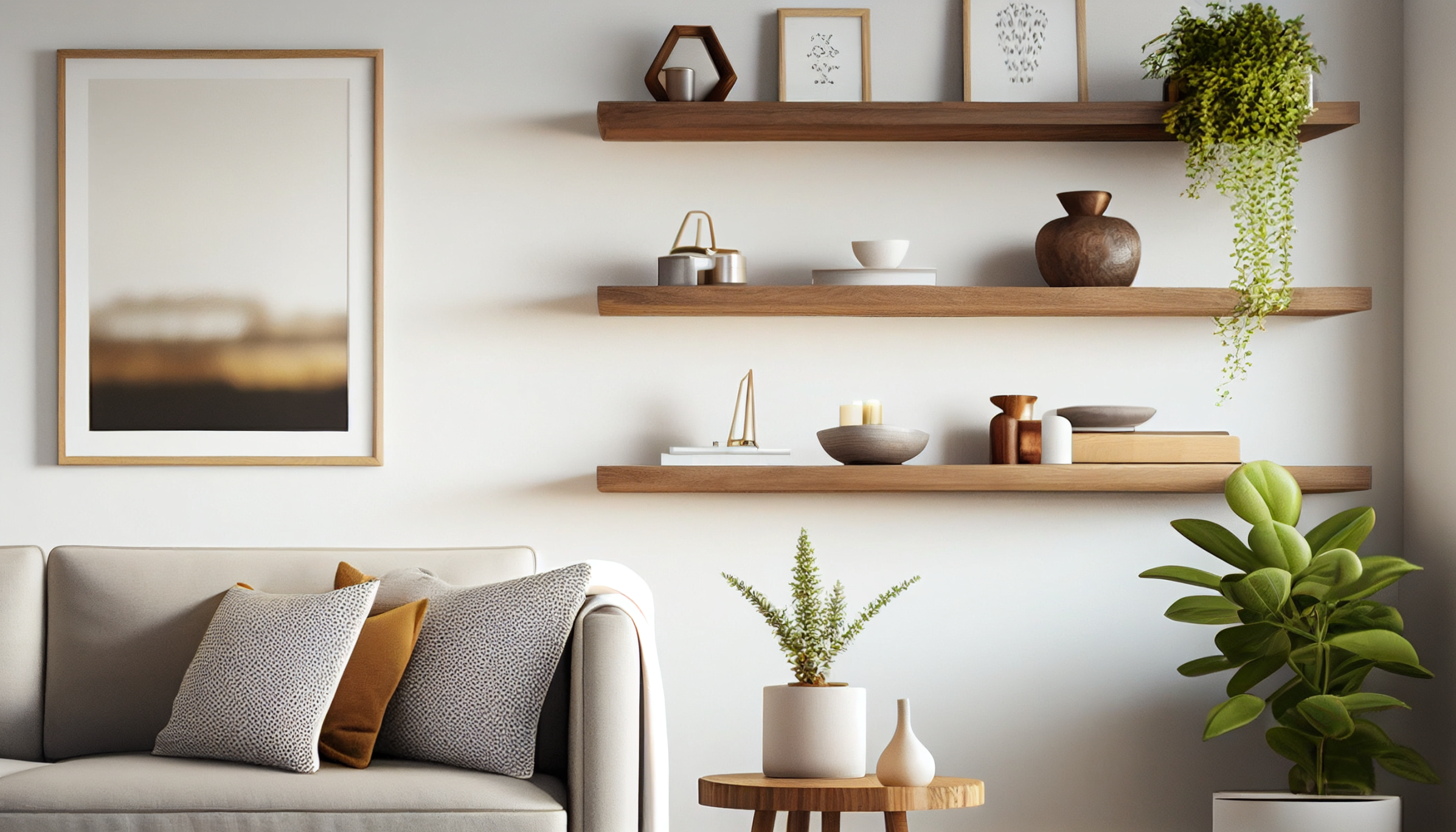 Thick walnut shelves