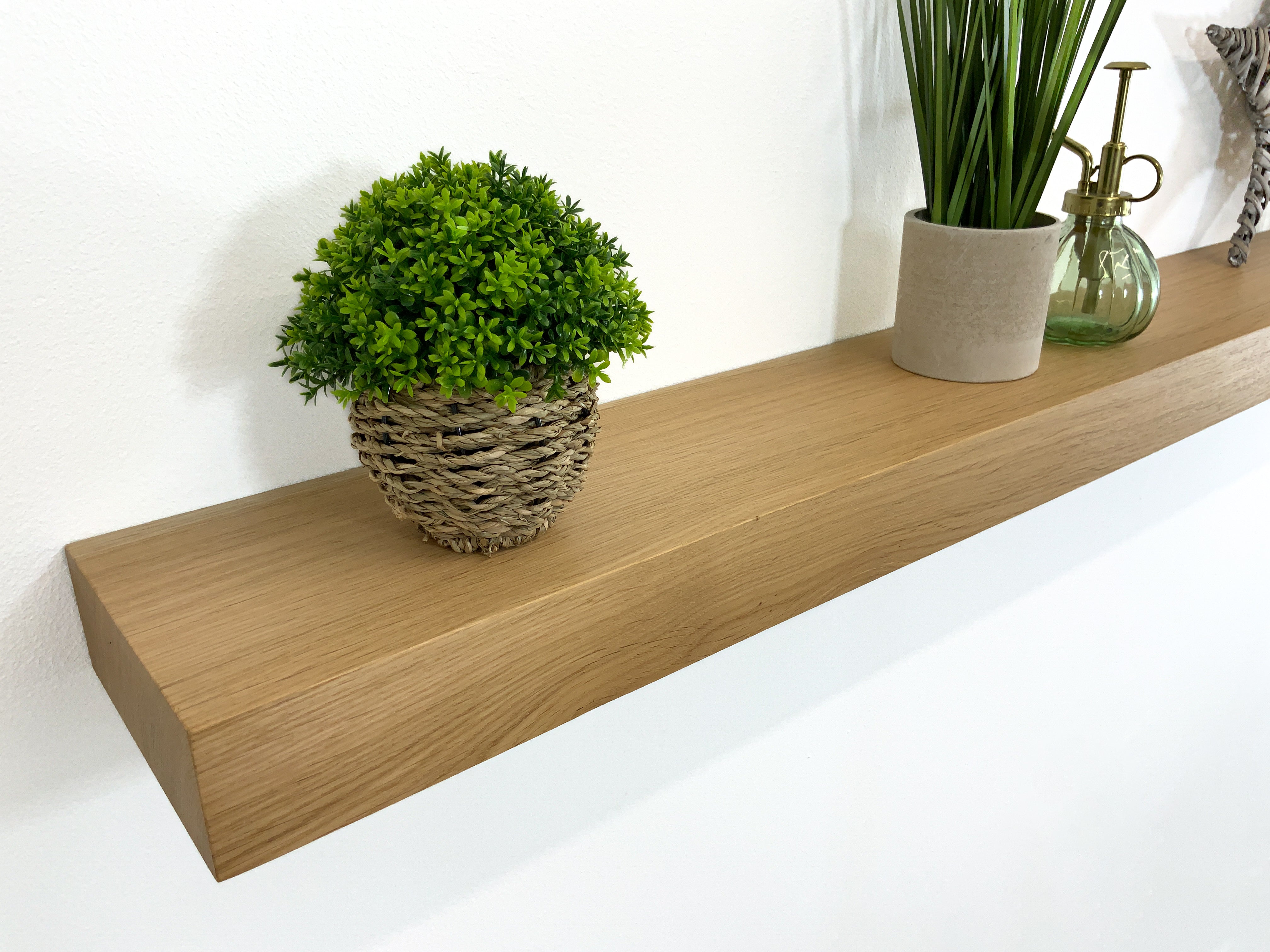 Chunky modern softened edge oak floating shelf