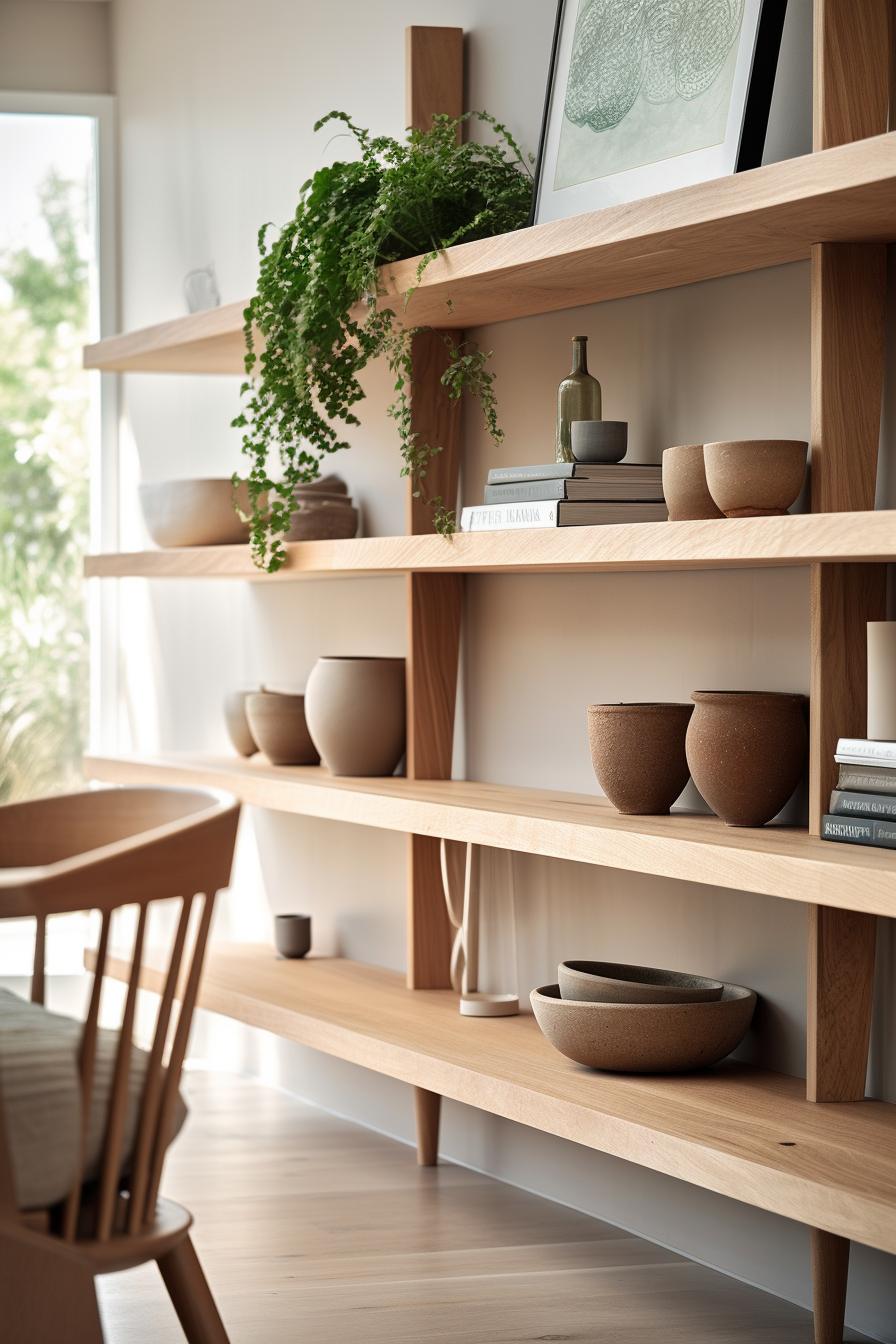 Custom oak wall shelves