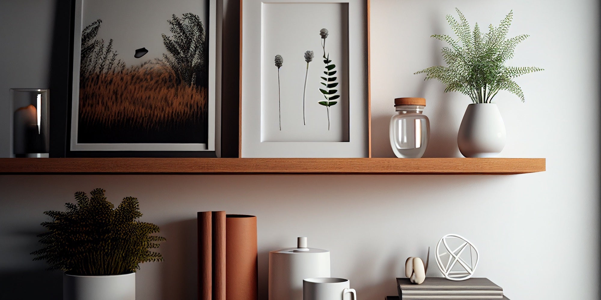 Dark oak floating shelves