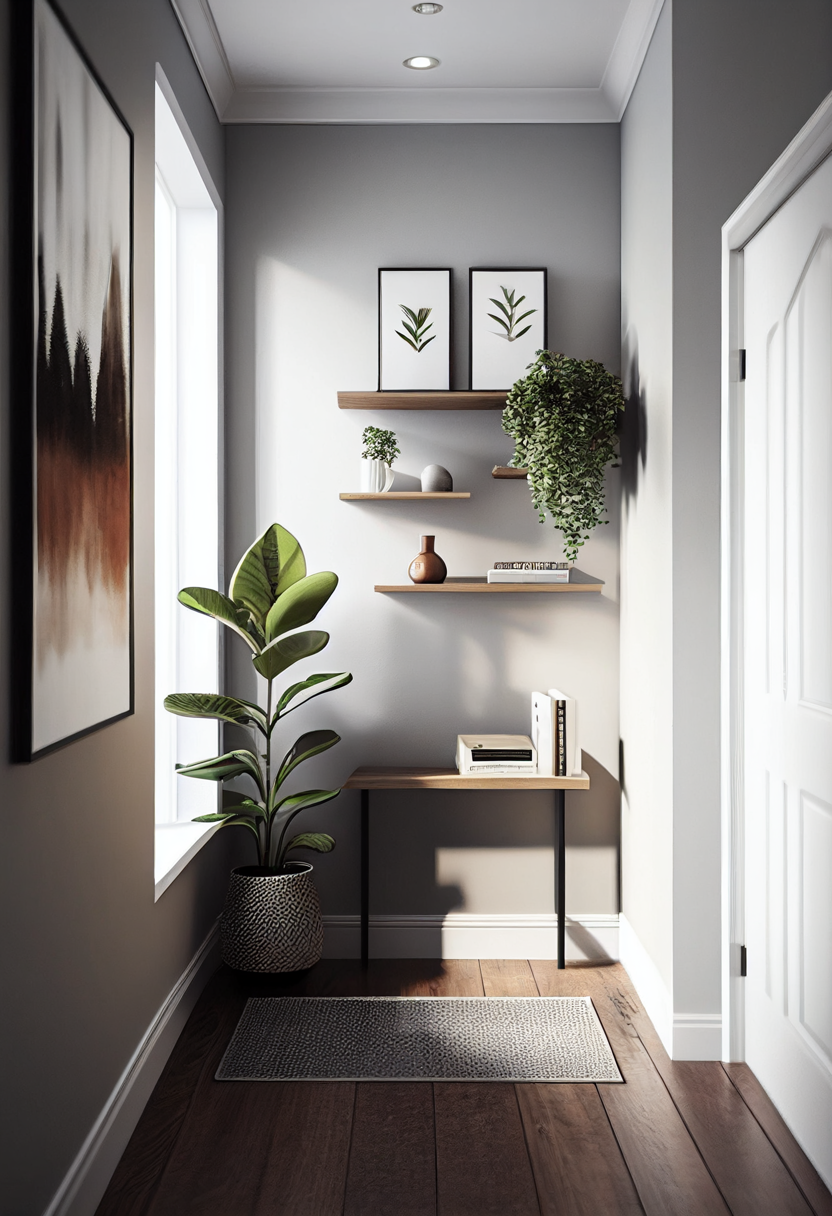 Hallway modern floating shelves