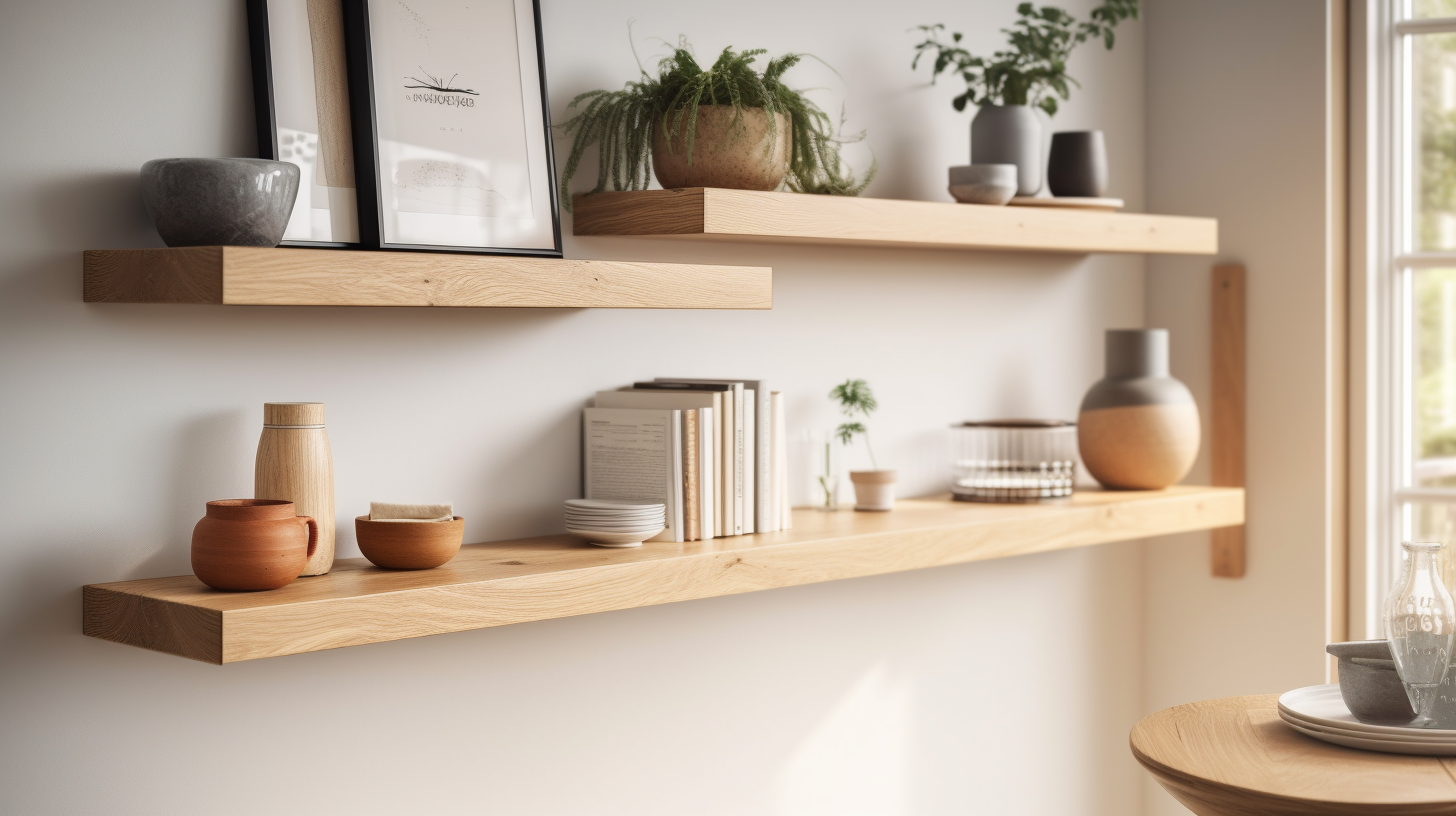 Light oak wall shelves