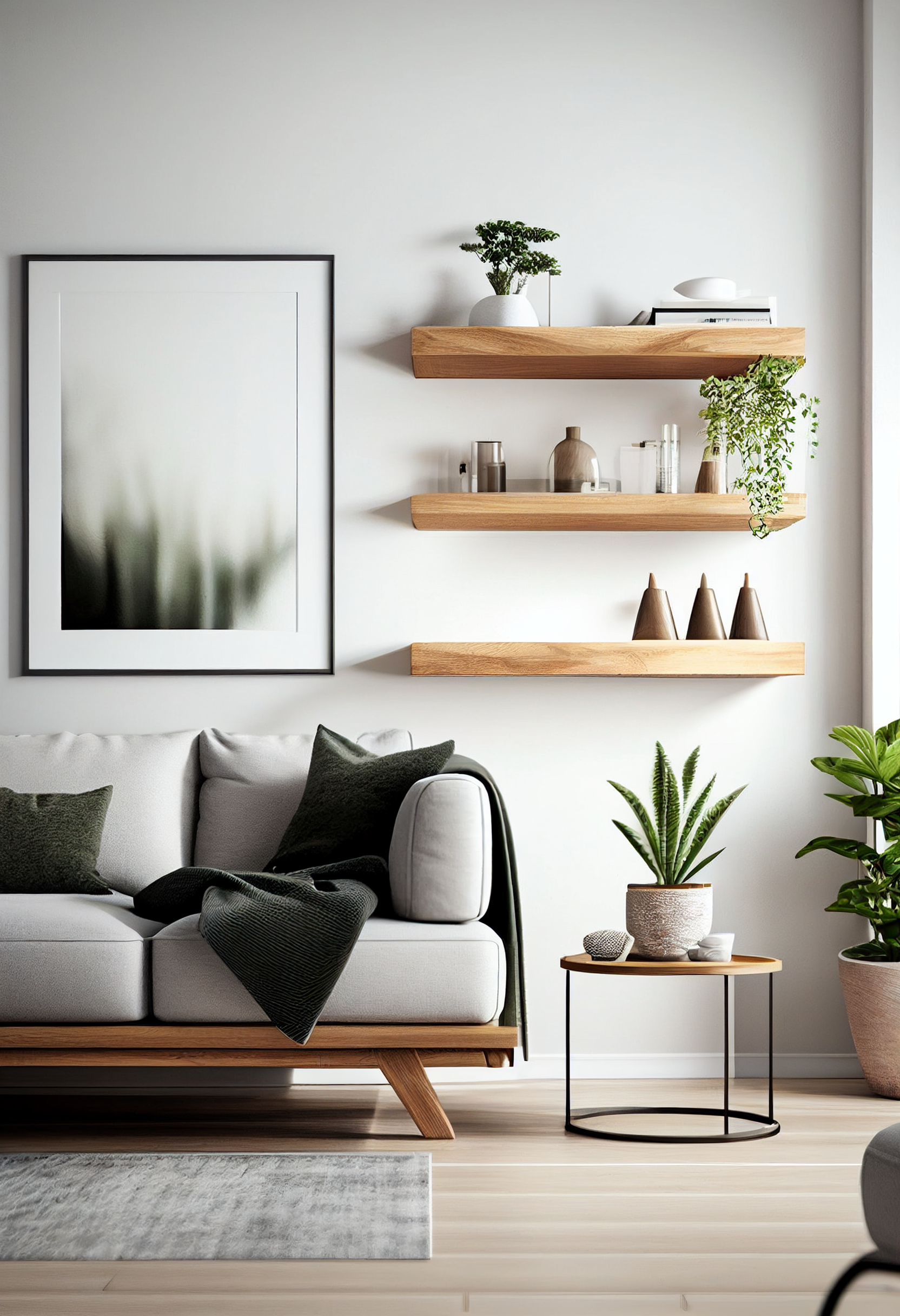 Modern chunky oak shelves