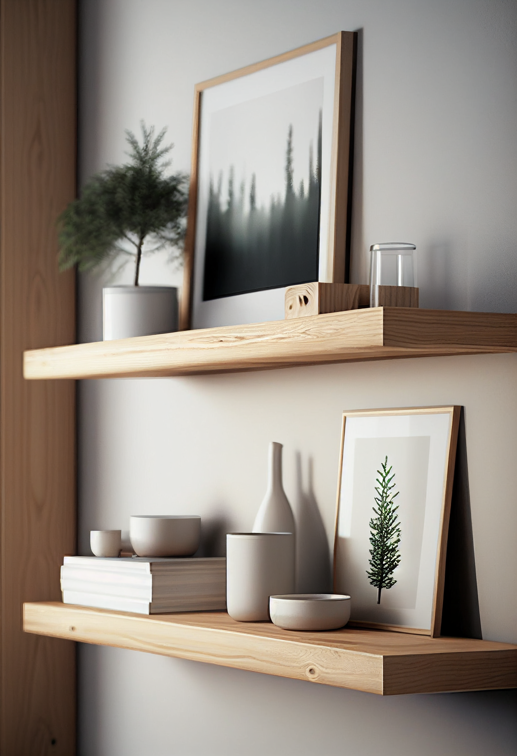 Pine floating shelf set