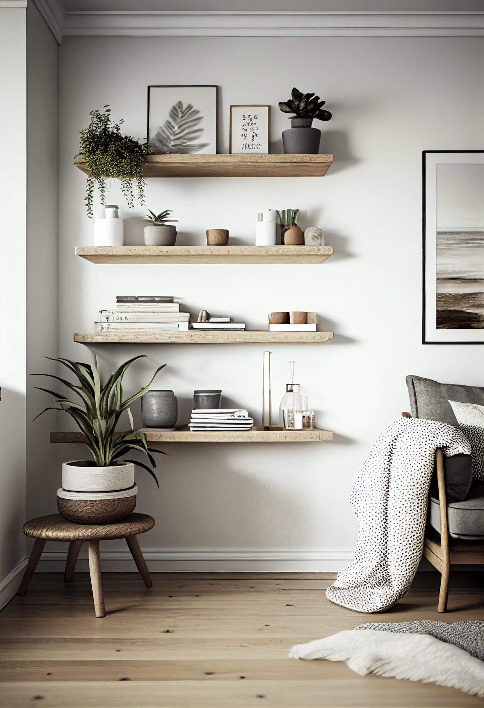 Rustic distressed shelves