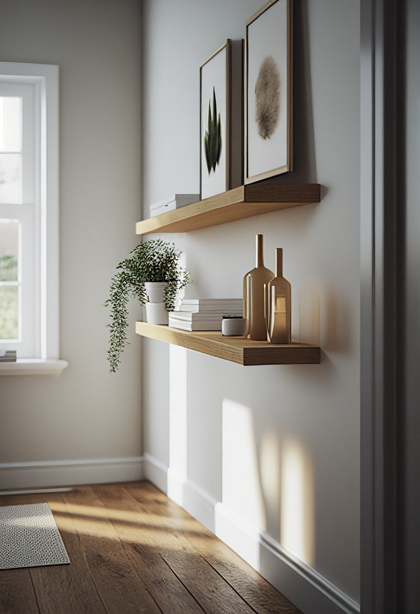 Thick floating shelves