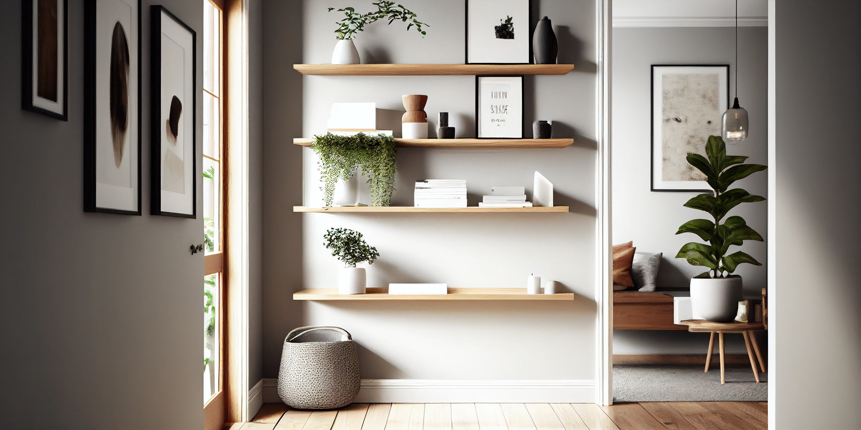 Wooden wall shelves